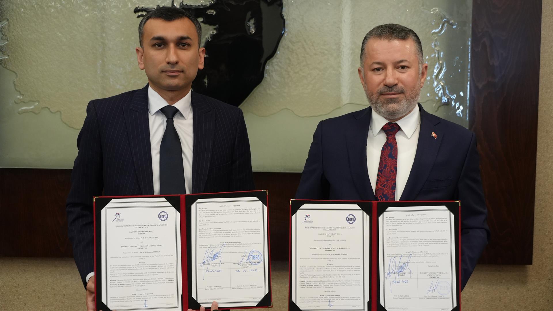 Karabük Üniversitesi ile Taşkent Beşeri Bilimler Üniversitesi Arasında İş Birliği Protokolü İmzalandı