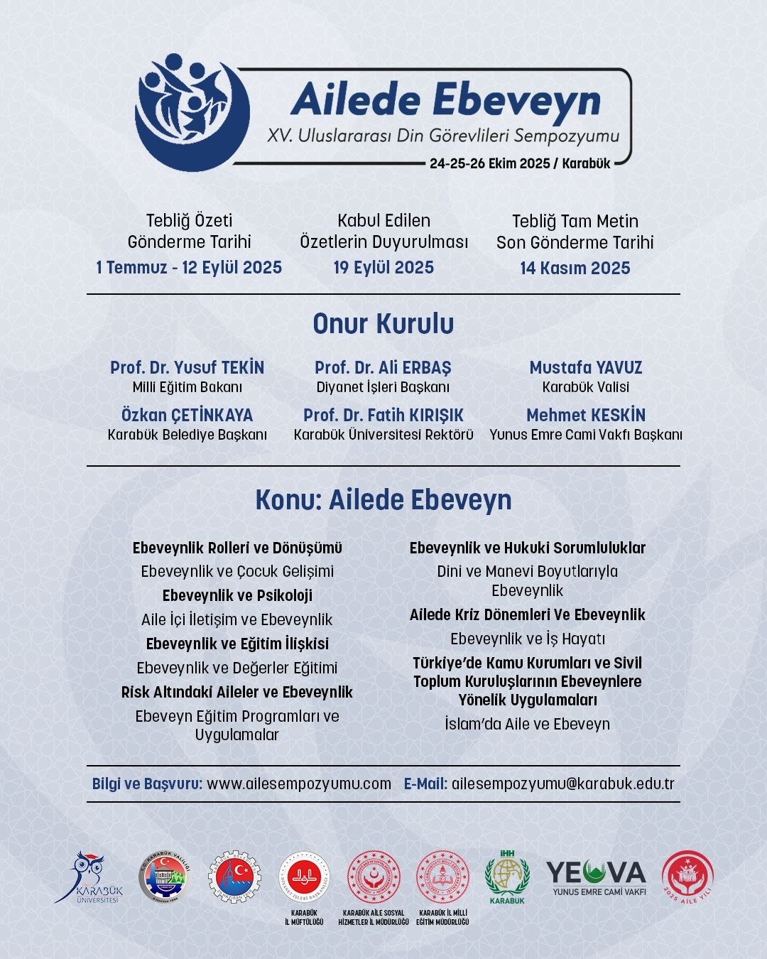 Ailede Ebeveyn Sempozyumu 24-25-26 Ekim 2025